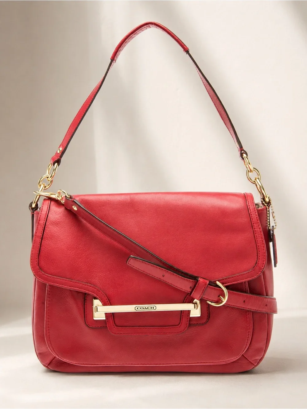 NWT Coach Taylor Red Leather Flap Shoulder Crossbody Convertible Bag